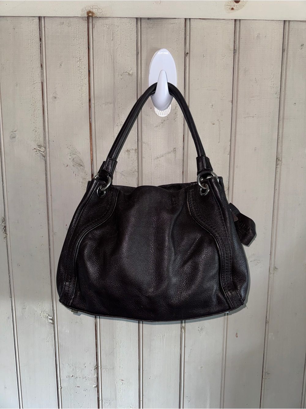 Vintage Danier Leather Slouchy Hobo Shoulder Bag Dark Brown Black
